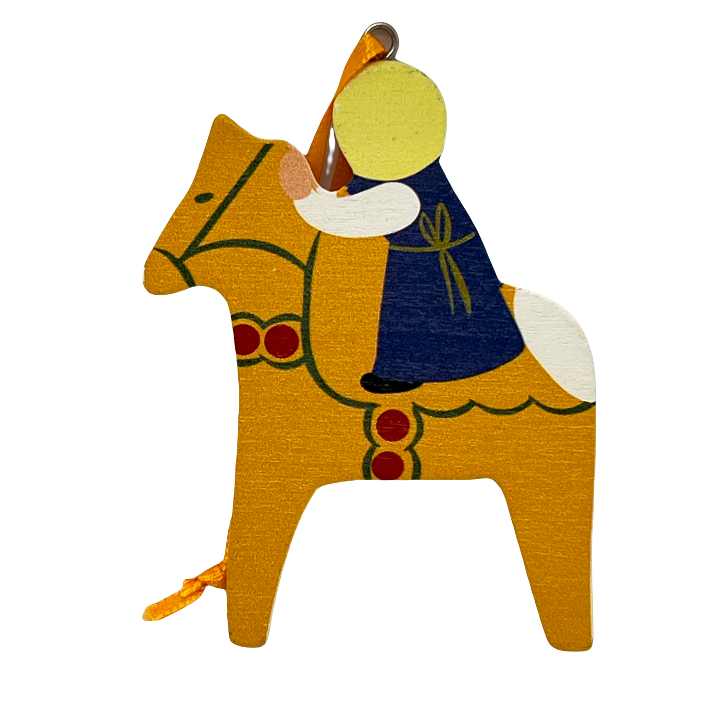Girl on Yellow Dalahorse Wood Ornament