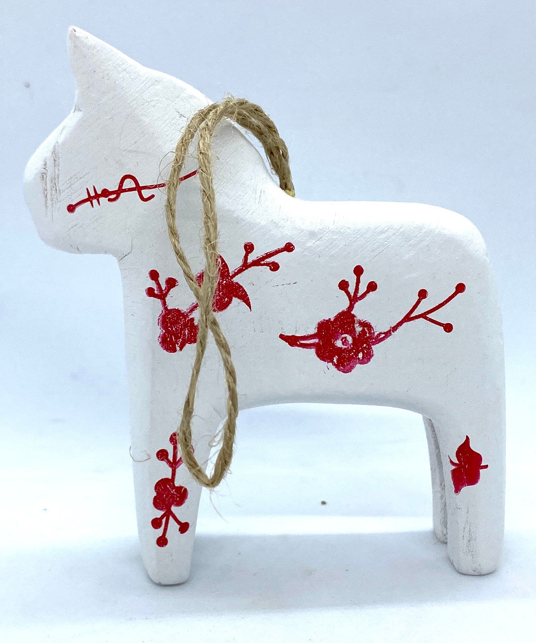 Dala Horse Ornament White Floral