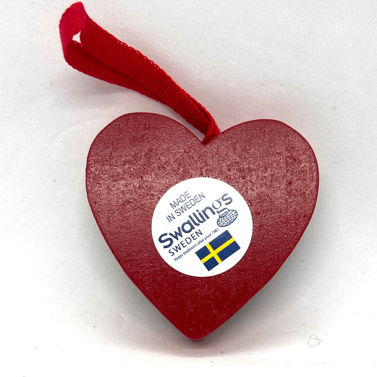 Candy Cane Red Heart Wood Ornament