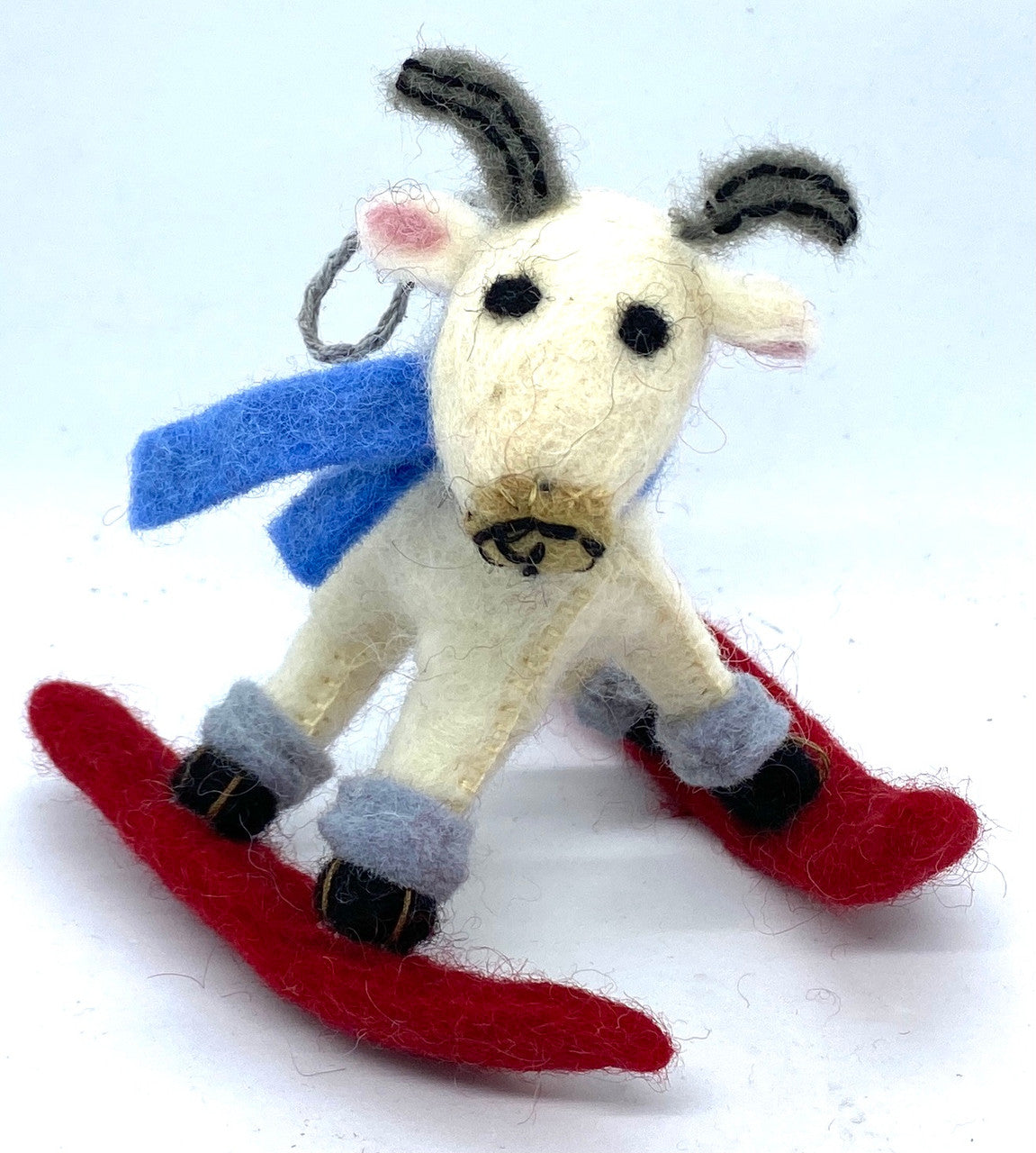 Skiing Goat Felt Ornament