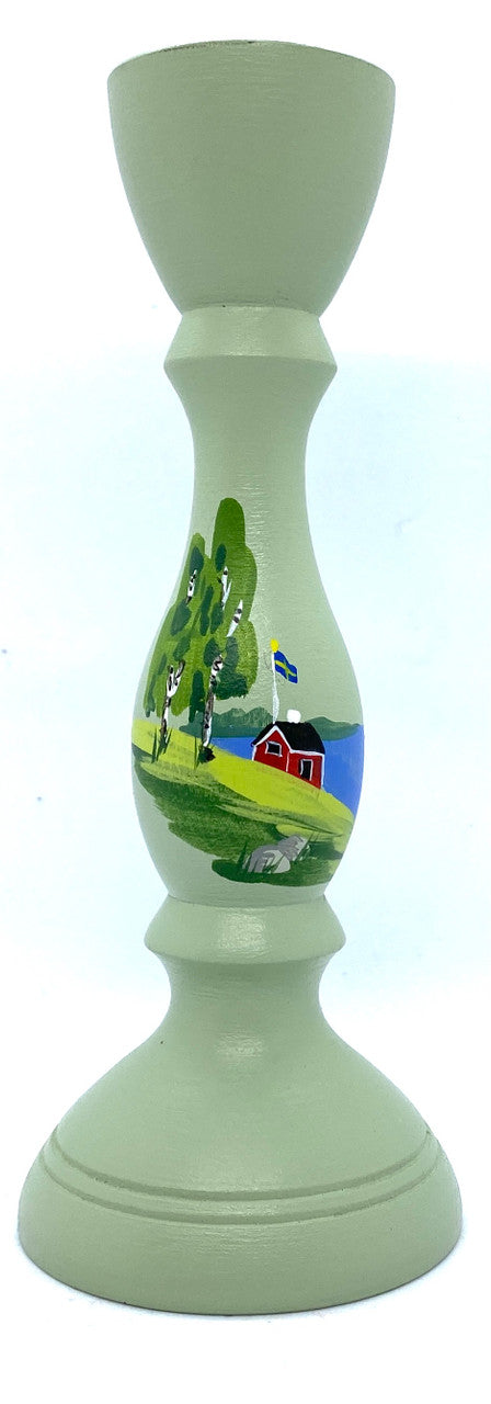 Lake House Folk Art Candlestick