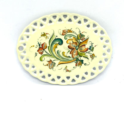 Lise Lorentzen Oval Cream Rosemaling Ceramic Ornament