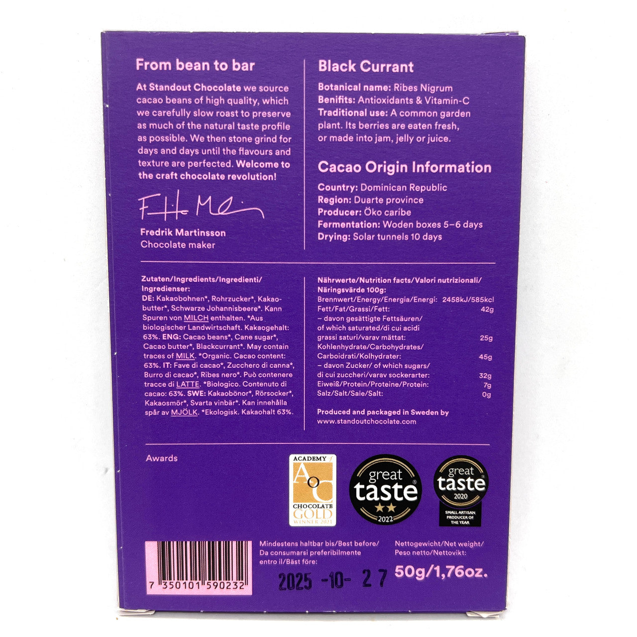 Standout Black Currant Chocolate Bar