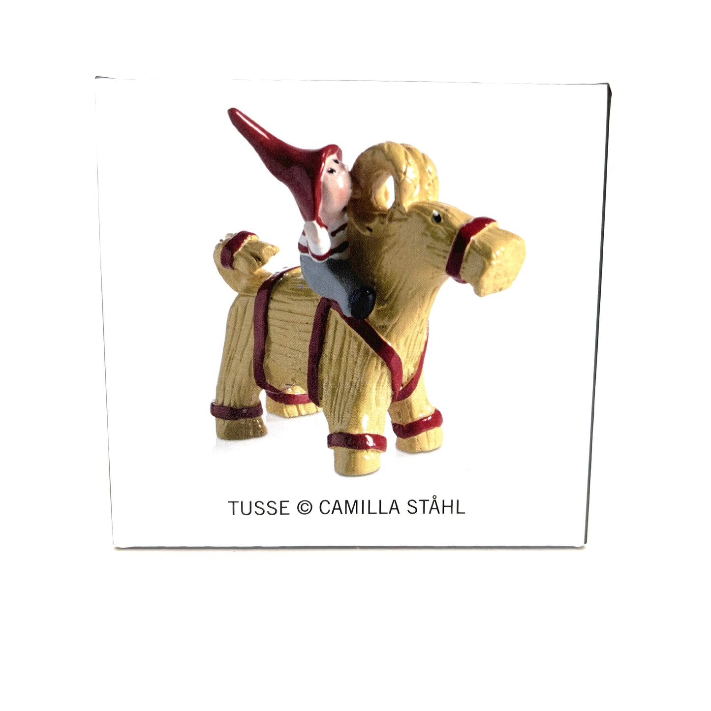 Tomten Riding a Straw Goat Statue