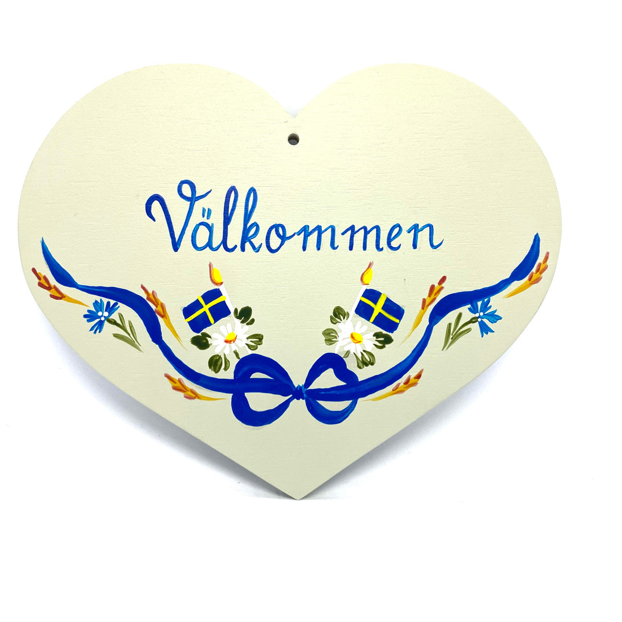 Välkommen Heart Swedish Flag Sign