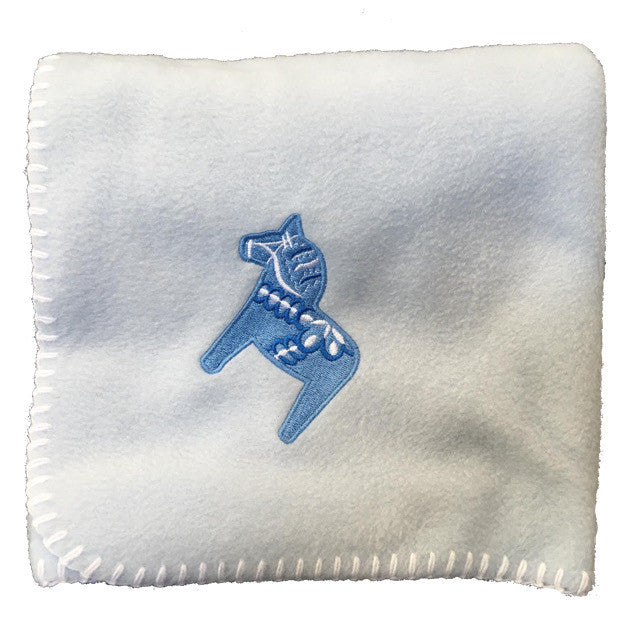 Swedish Dala Horse Baby Blanket (blue)