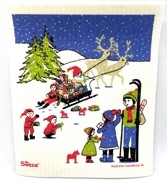Winter Scene Swedish Dishcloth