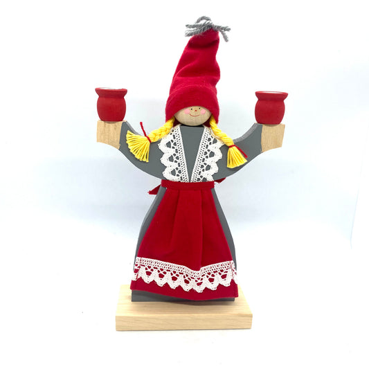 Swedish Girl with Apron Candleholder