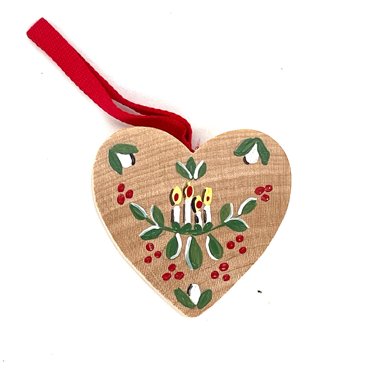 Candle Holly Heart Ornament