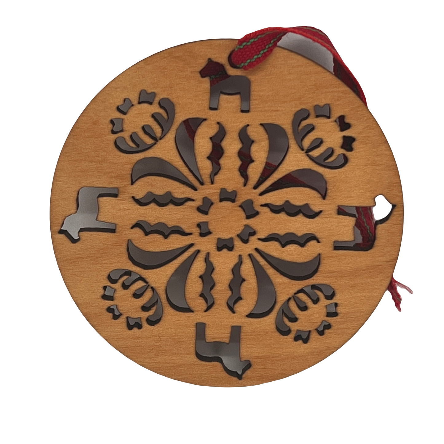 Dala Circle Folk Art Wood Ornament
