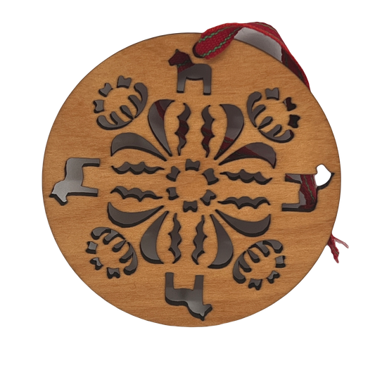 Dala Circle Folk Art Wood Ornament