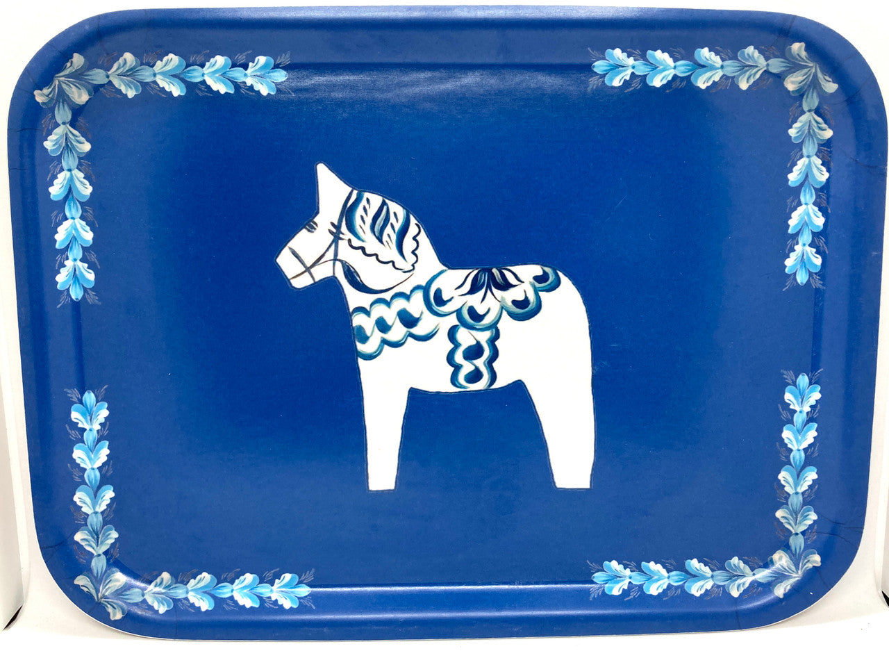 Blue Dala Horse Birch Serving Tray
