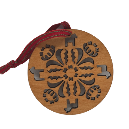 Dala Circle Folk Art Wood Ornament