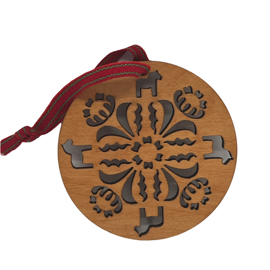 Dala Circle Folk Art Wood Ornament