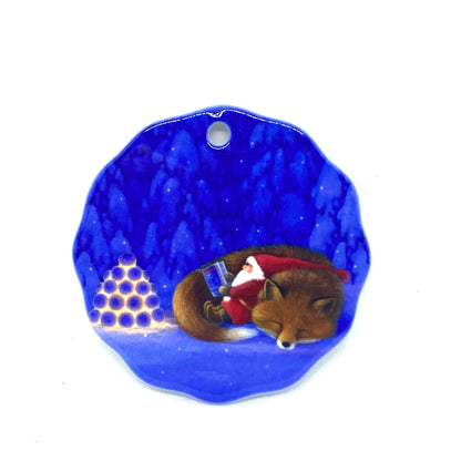 Fox and Tomten Ceramic Ornament