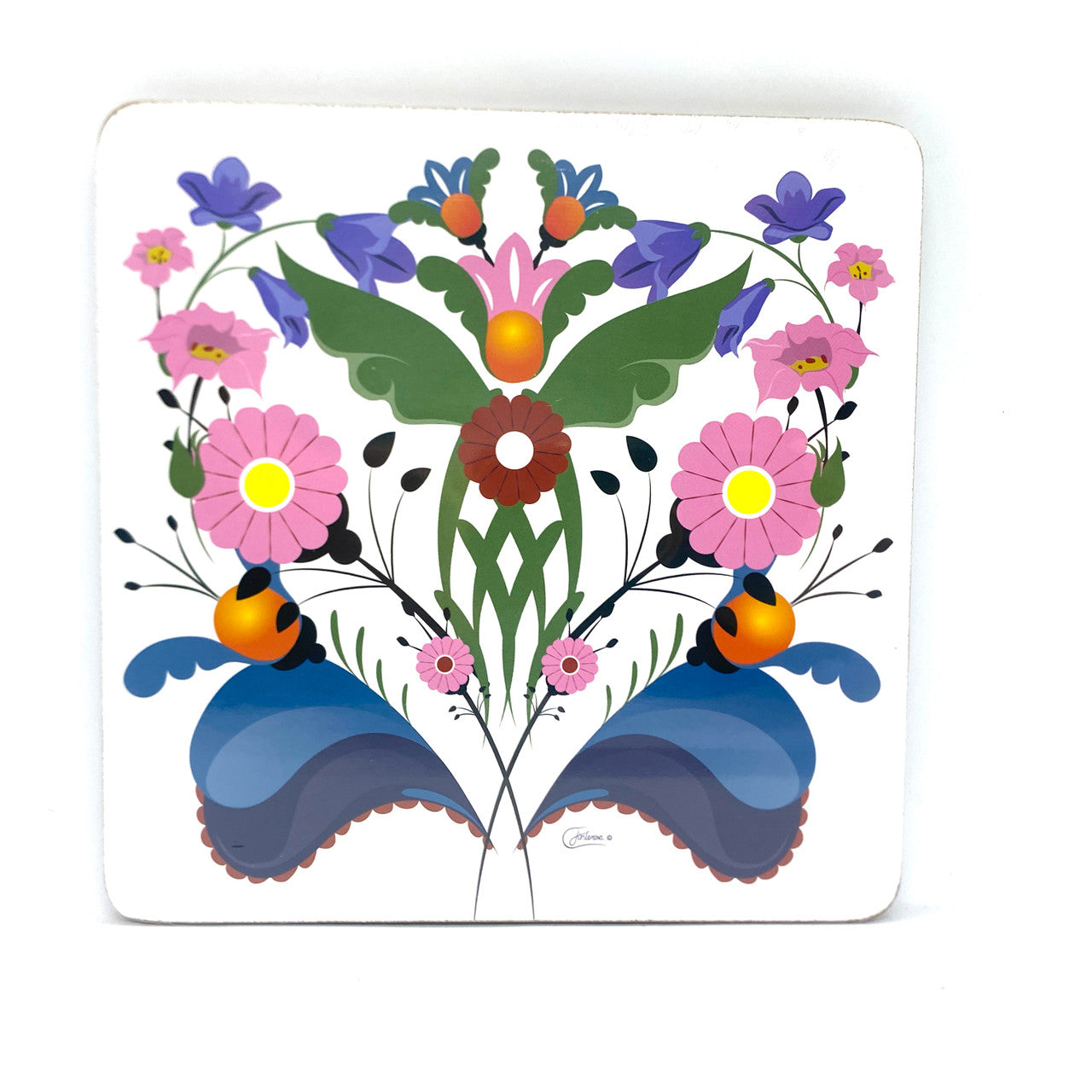 Modern Swedish Folk Art Cork Board Trivet