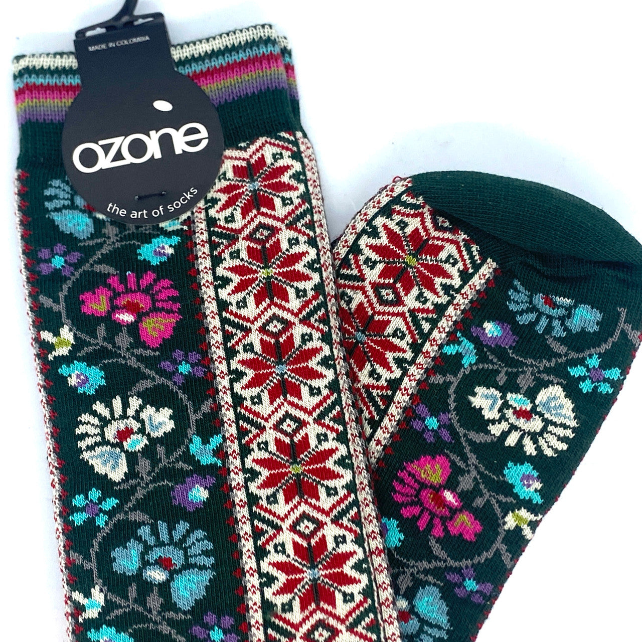 Ozone Nordic Floral Socks (Green)