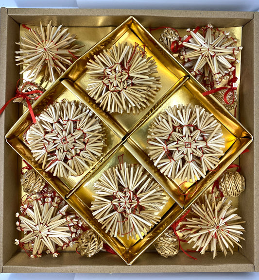 Snowflake, Star, & Pinecone Straw Christmas Ornaments