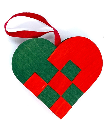 Woven Heart Basket Ornament (green)