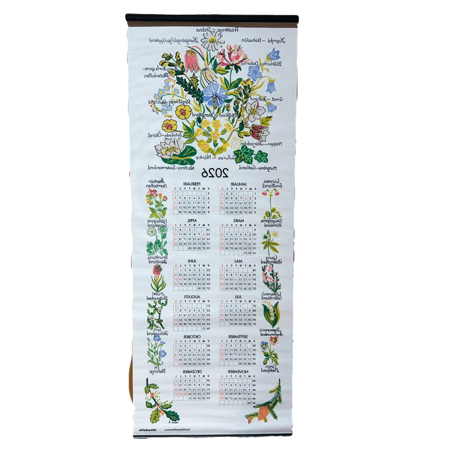 Swedish Province Flower Cloth Hanging Calendar