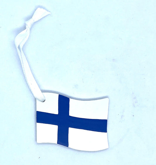 Finnish Flag Wood Ornament