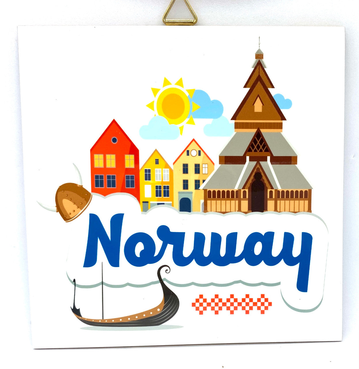 Norway Church and Ship Tile Trivet