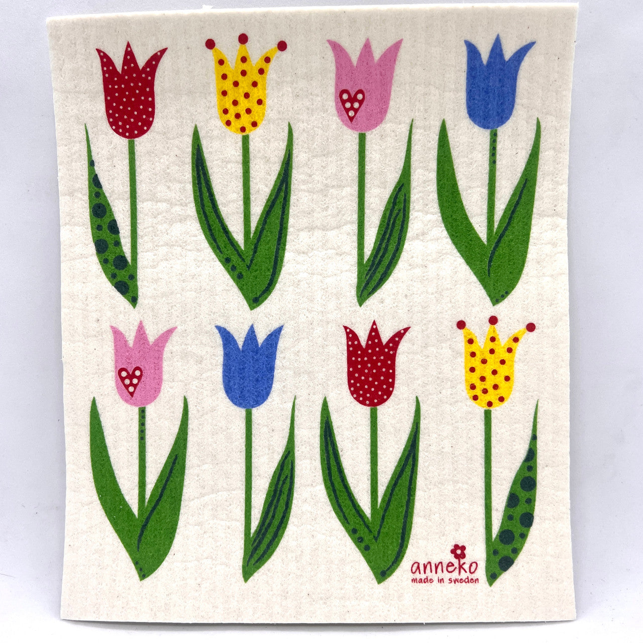 Heart Tulips Swedish Dishcloth
