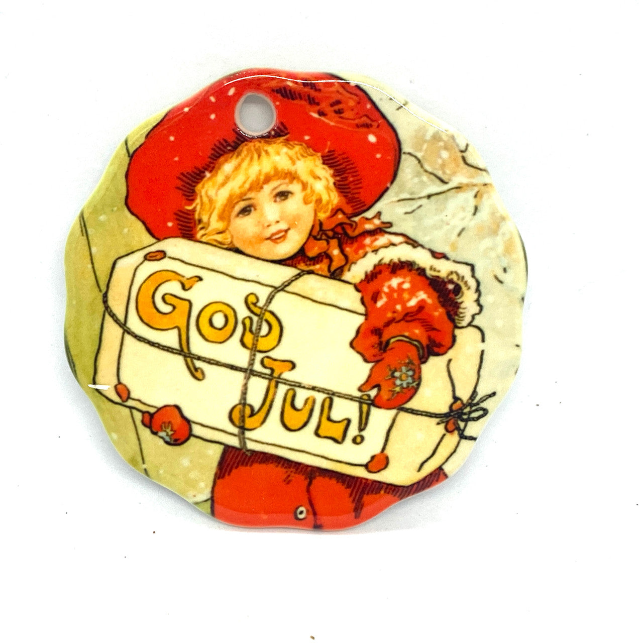 God Jul Girl Ceramic Ornament