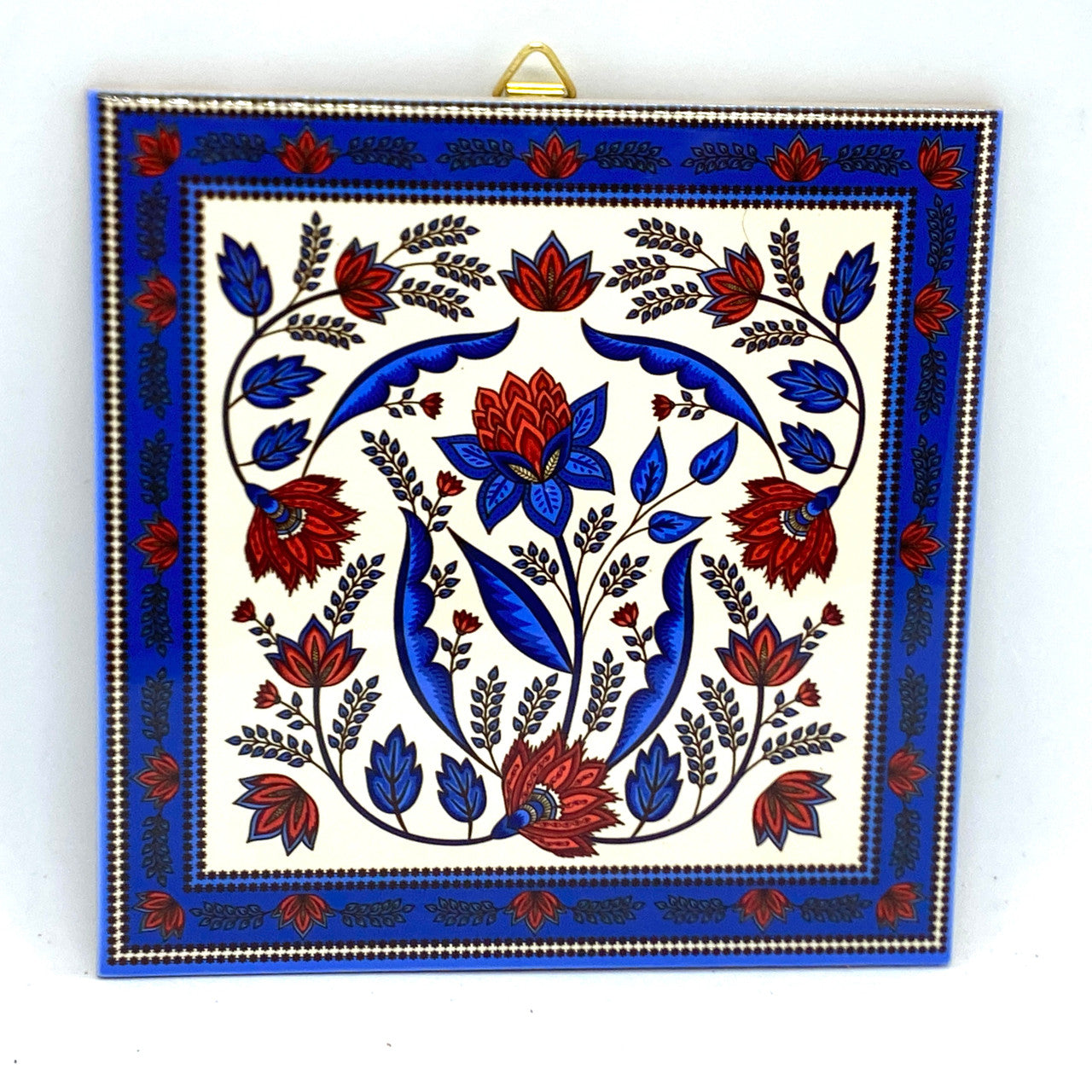 Blue Norwegian Folk Art Tile Trivet