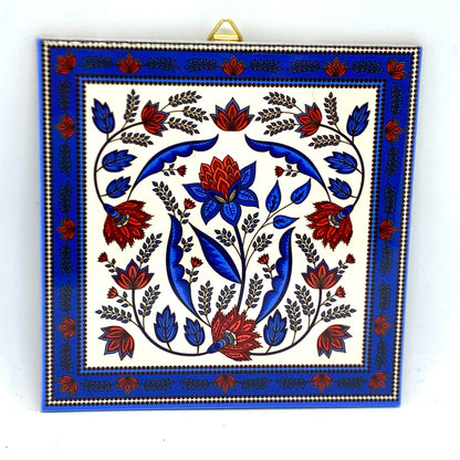 Blue Norwegian Folk Art Tile Trivet