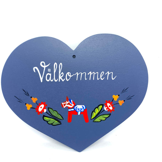 Välkommen Heart Dalahorse Sign