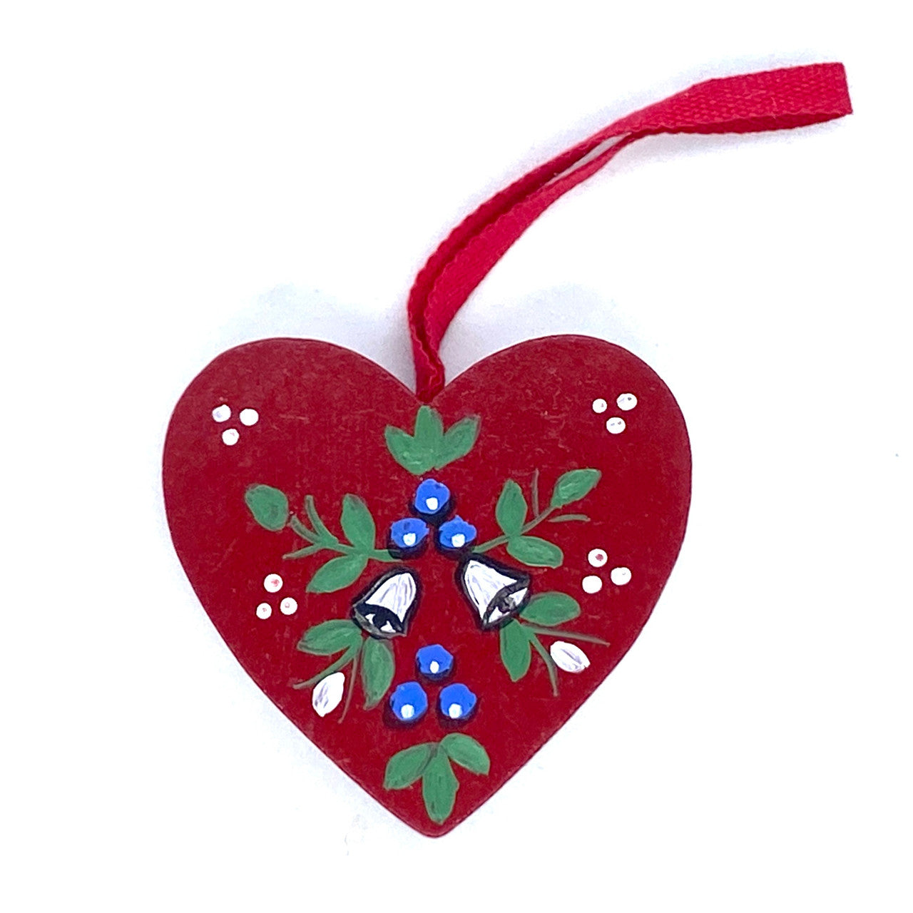 Blueberry Bell Heart Wood Ornament