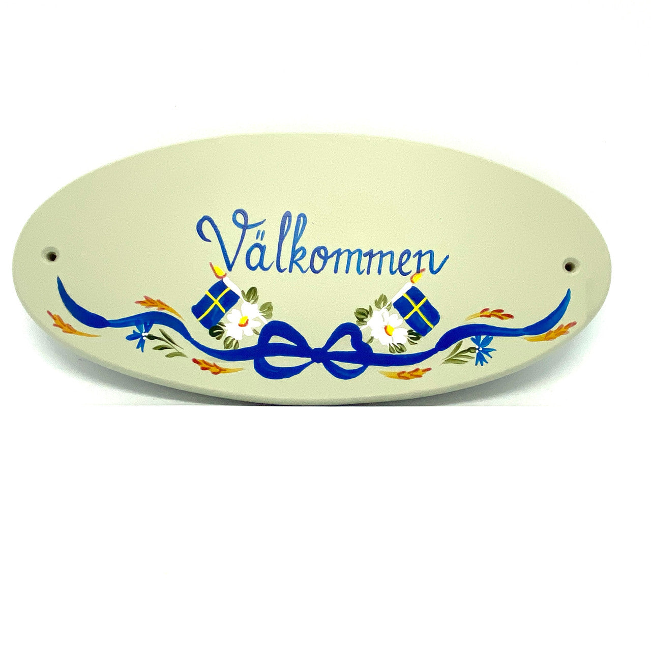 Välkommen Swedish Flag Folk Art Sign