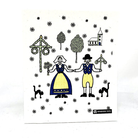 Midsommar Folk Art Swedish Dishcloth