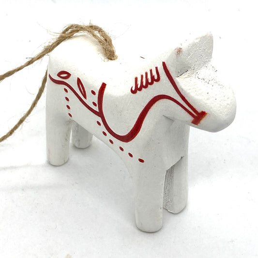 Dala Horse Ornament (white)