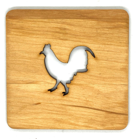 Rooster Wood Coaster