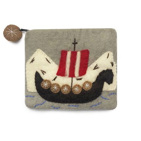 Viking Ship Felted Coin Purse