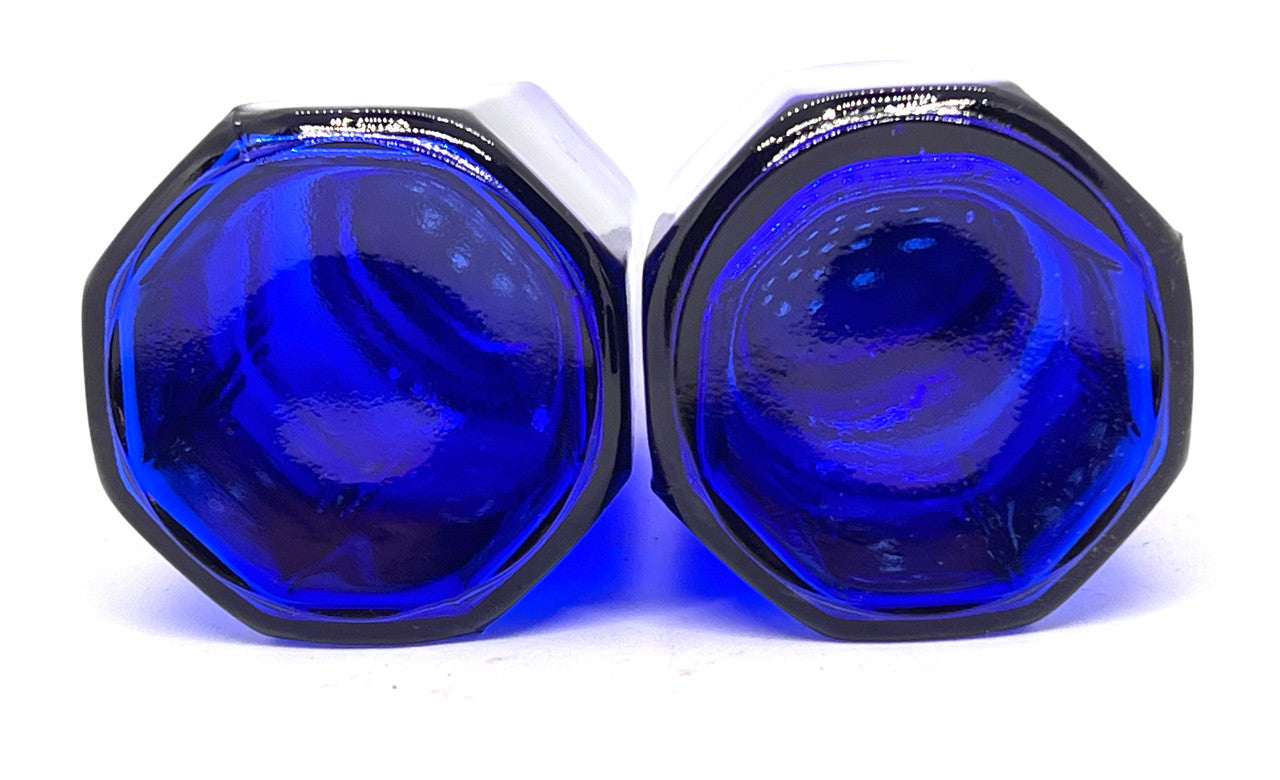 Al Johnson's Blue Glass Salt & Pepper Set