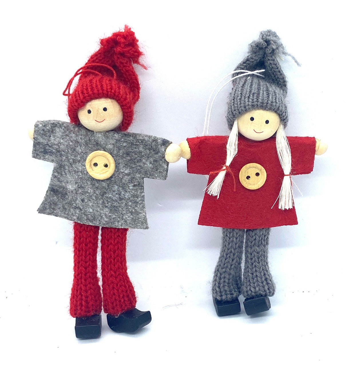 Tomten Ornaments with Wood Buttons