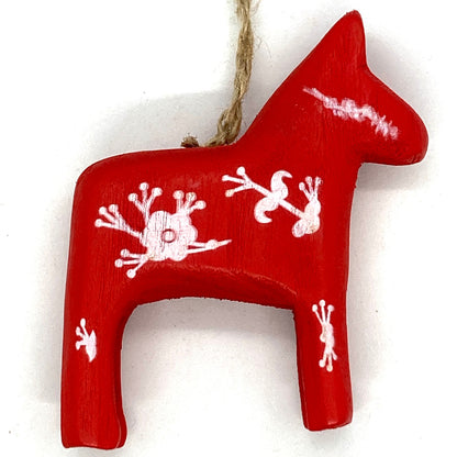 Dala Horse Ornament Red Floral 