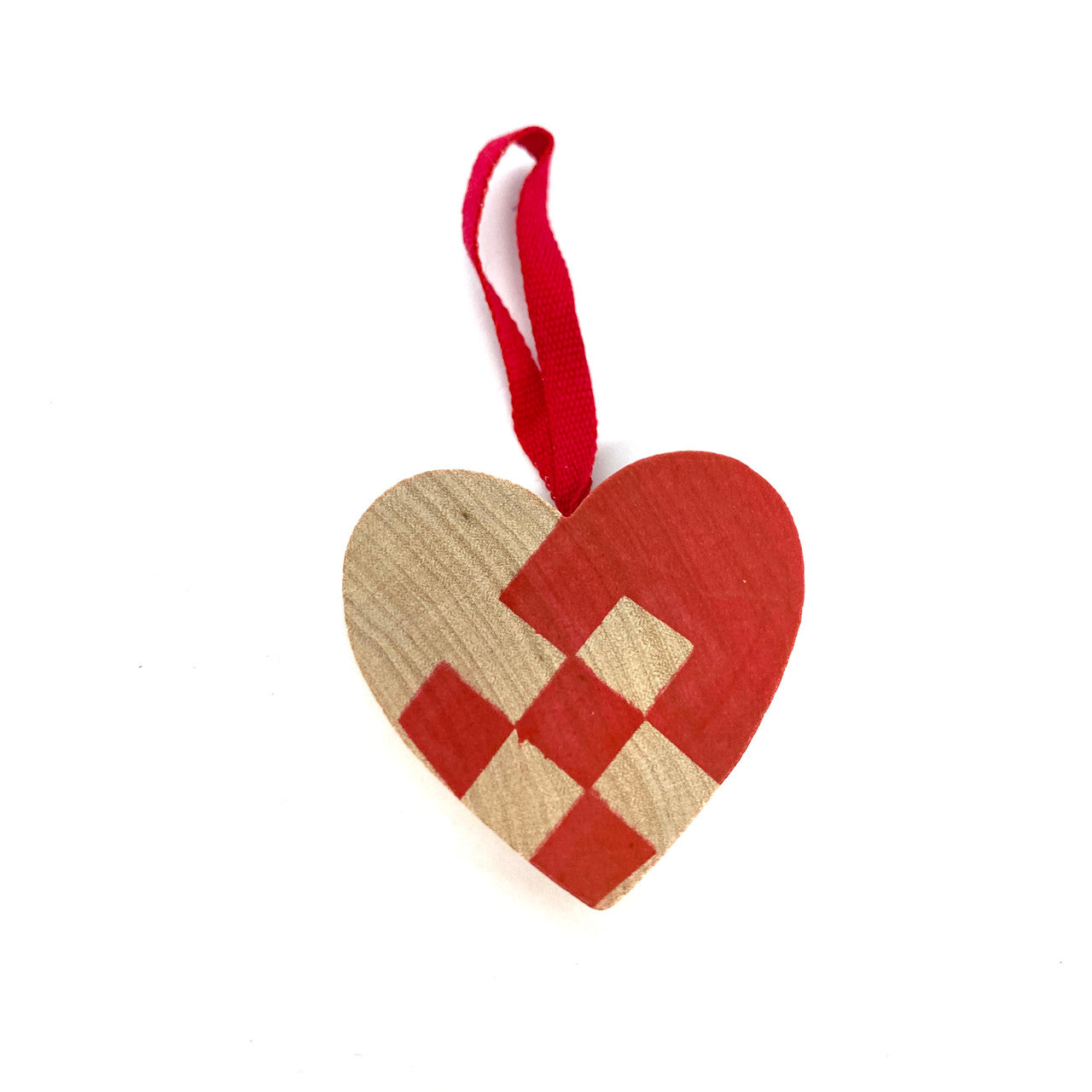 Woven Heart Wood Ornament