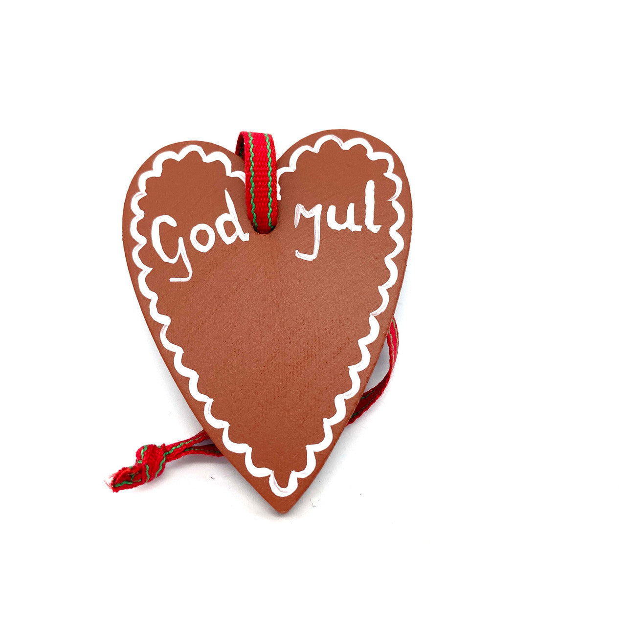 God Jul Heart Wood Ornament