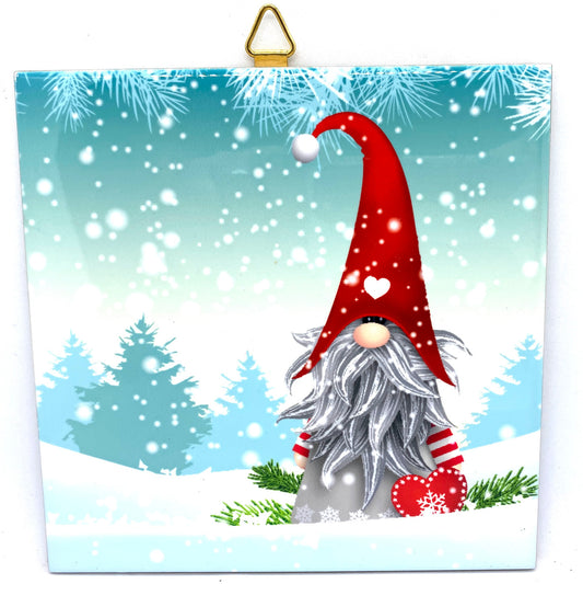 Tomte with Hearts Tile Trivet