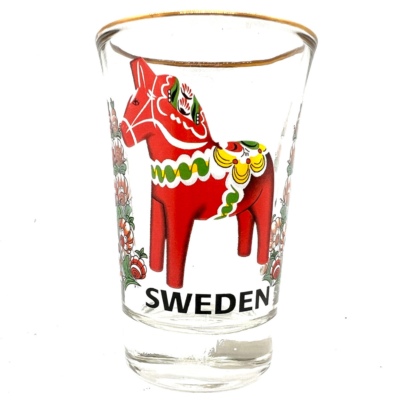 Dala Horse and Flowers Shot Glass
