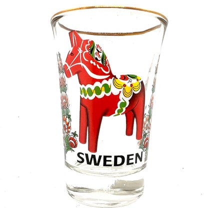 Dala Horse and Flowers Shot Glass
