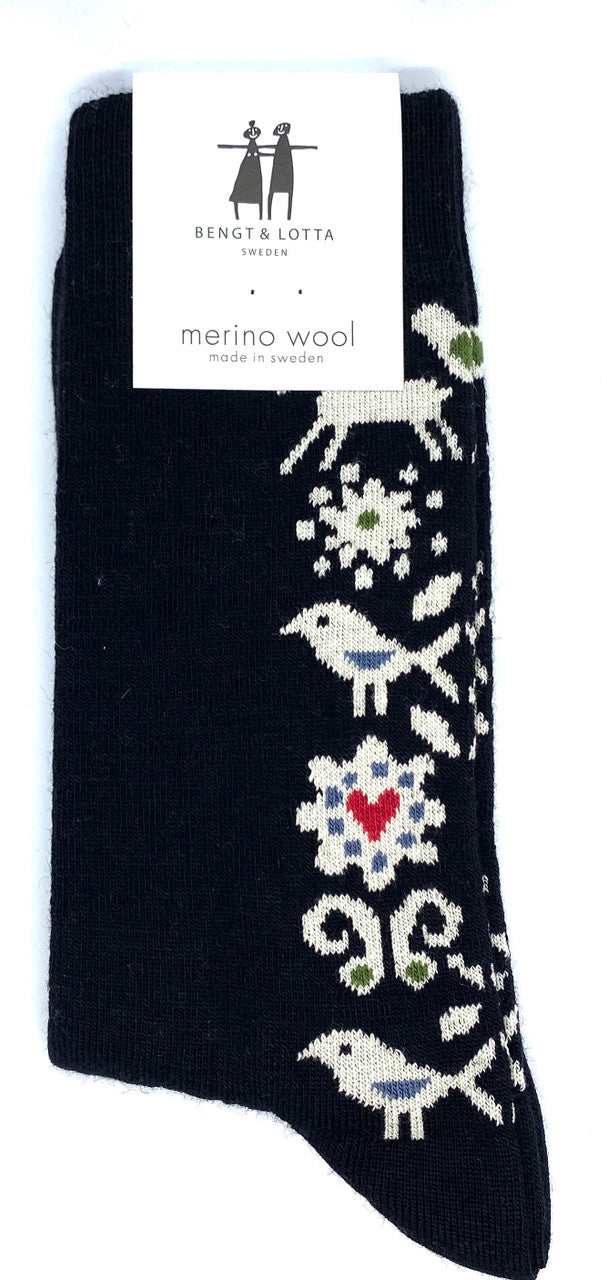 Deer, bird, Flower Heart Sock