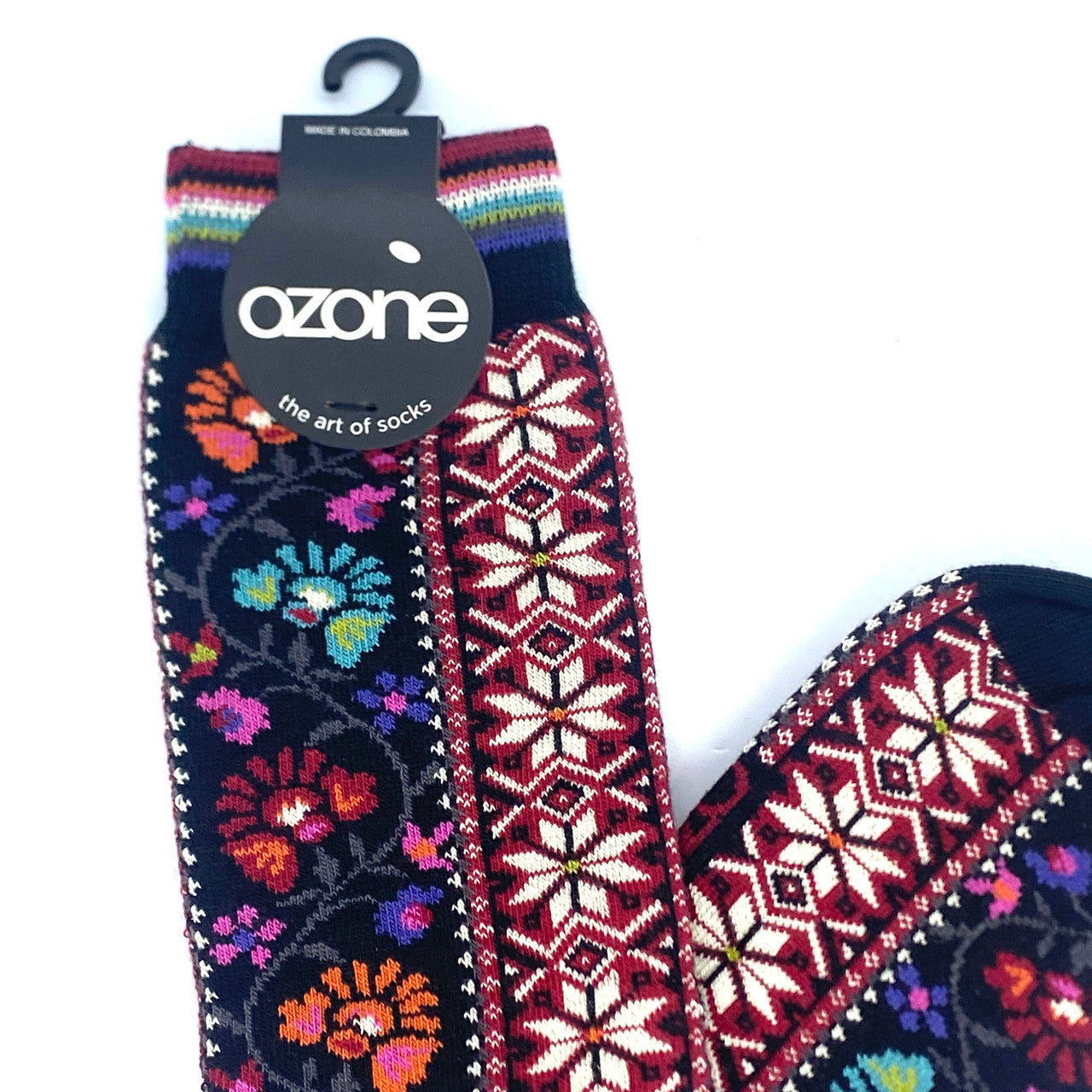 Ozone Nordic Floral Socks (Black)