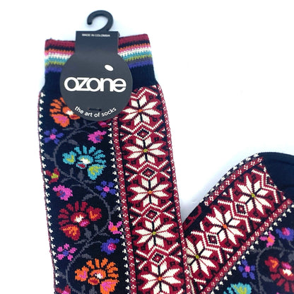 Ozone Nordic Floral Socks (Black)