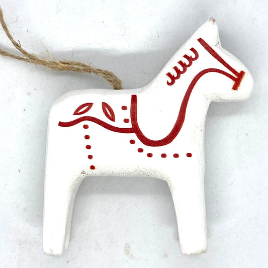 Dala Horse Ornament (white)