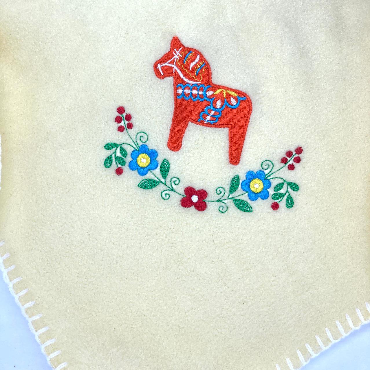 Yellow Swedish Dala Horse  Baby Blanket